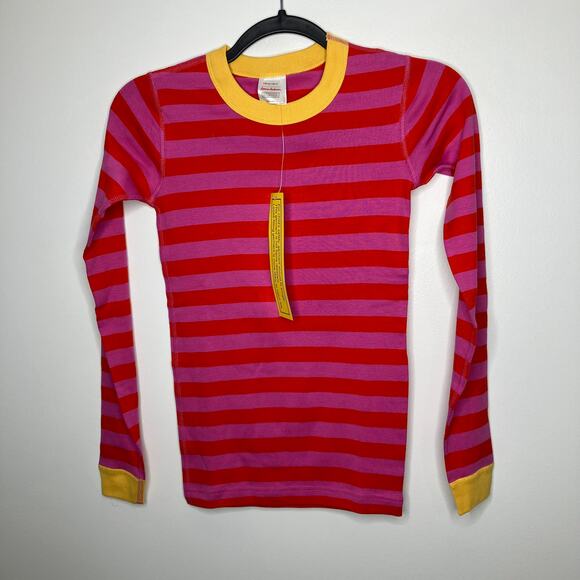 NWT HANNA ANDERSSON Striped Long John Pajama Set Red Pink 12 - Picture 2 of 7